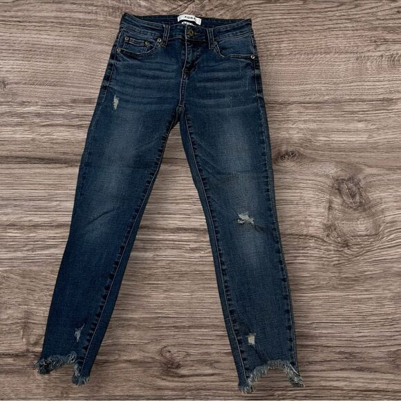 Pistola Jeans ladies Distressed Raw Hem Skinny Denim Blue Jeans Size 25 - Picture 3 of 13
